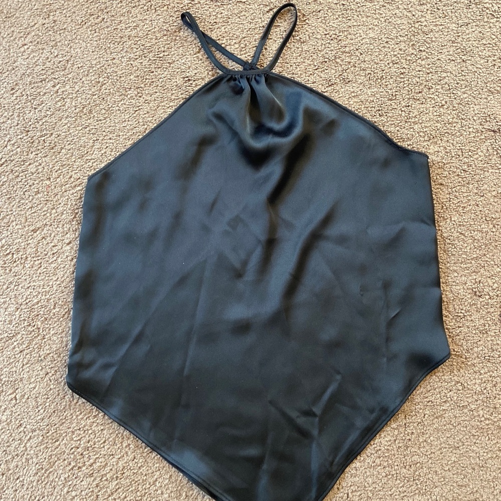 Rachel Zoe Black Satin Asymmetrical Handkerchief